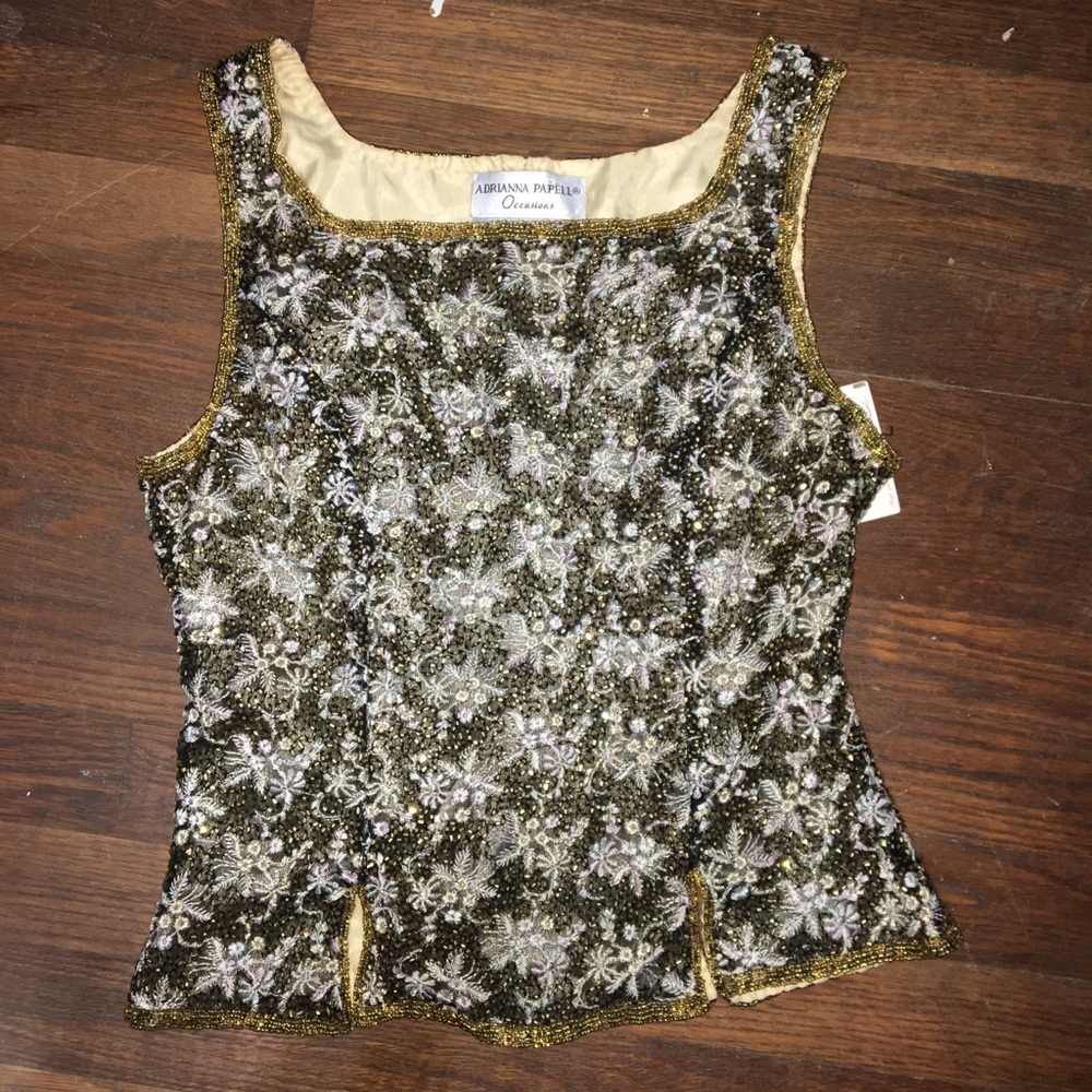 Adrianna Papell beaded and embroidered top
